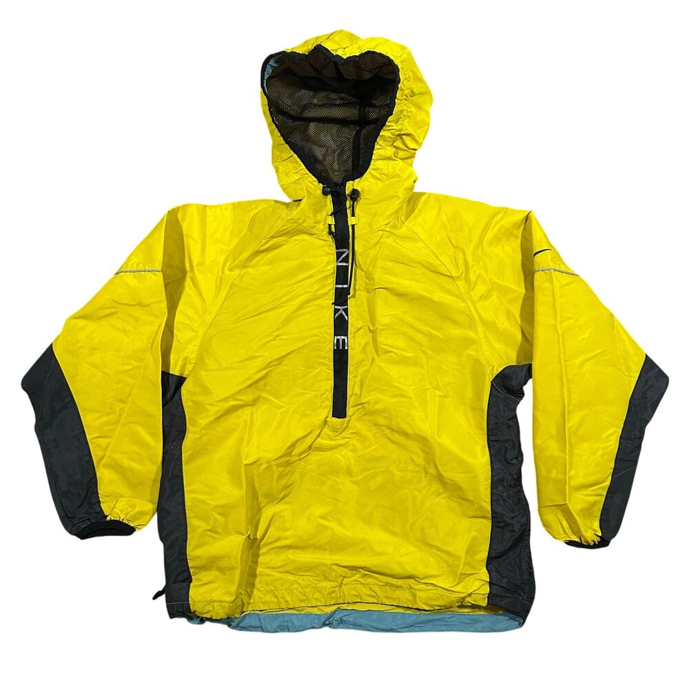 Vintage 90s Nike Windbreaker Jacket Womens Small Half Zip Lightweight Yellow